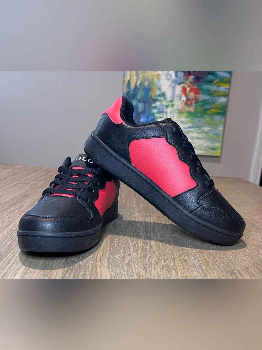 Polo By Ralph Lauren  Black and Red  Sneakers, Youth Size 5